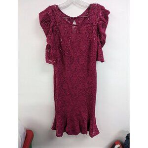 Candalite Size M Midi Dress Pink Sequins Gathered Sleeves Lined